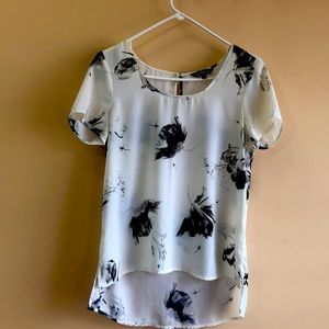 Elegant Women's Black and White Floral Top